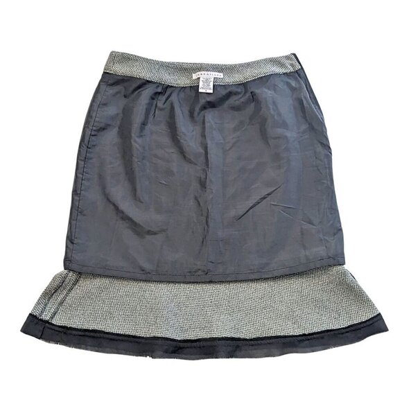 Vtg Y2K VERSAILLES Black Houndstooth Flounce Midi Skirt w/ Detachable Rose Sz 8 - Picture 5 of 7